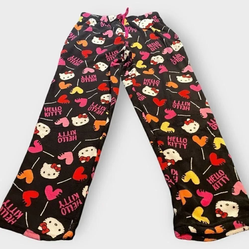 Hello Kitty “Heart Suckers” Fuzzy Soft Touch Pajama Pants Womens size Large New